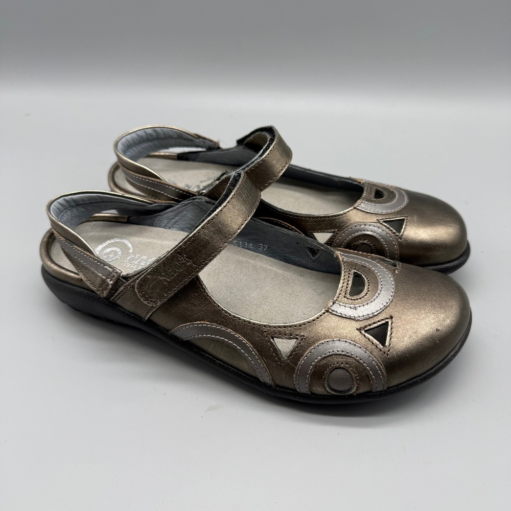 Naot Kirei Mary Jane Flats Womens 37 US 6.5 Bronze Metallic Leather Shoes Kura - Picture 3 of 6